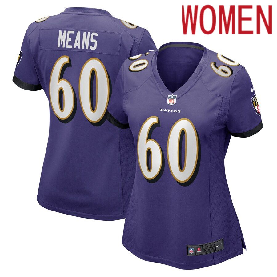 Women Baltimore Ravens #60 Steven Means Nike Purple Game Player NFL Jersey